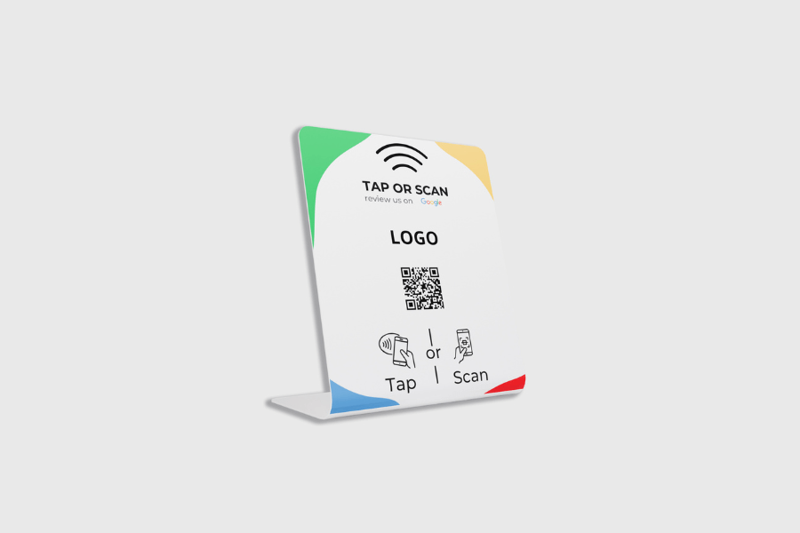 Google Review Stand by TapFive – Tap to Review NFC Tap & QR Code Sign for Restaurants, Salons, Retail & Front Desks | QR Code Stand | No Monthly Fees (Black, 3 Stands)